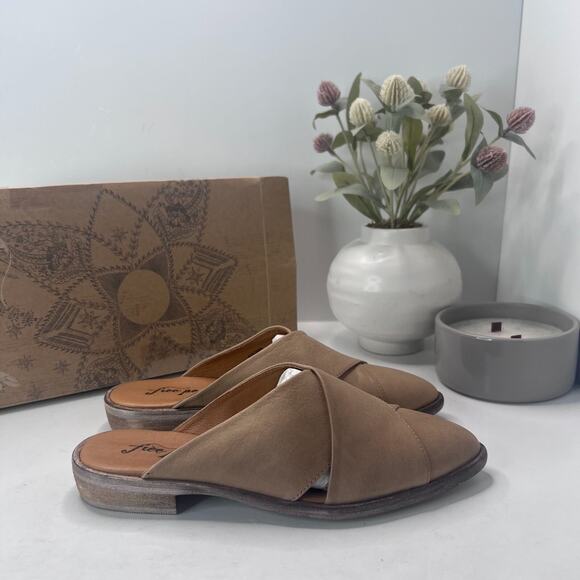 Free People Lordes Mule Natural Leather Slip On Tan 11947 Women 7/EU 37 NWB - Picture 3 of 10